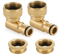 VIVIIHOO Conector de Grifo Angular de Latón para Gardena, Ángulo 90 Grados, Rosca 3/4 Pulgada, Rotación 360°, 3 Piezas
