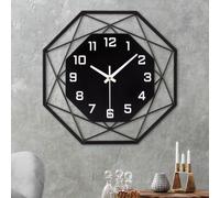 VIVILINEN Reloj de Pared Grande 50cm Silencioso Reloj de Pared de Metal y Madera Estilo Moderno Decorativo para Salón, Dormitorio, Cocina