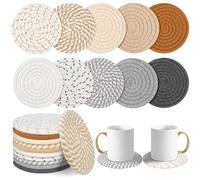 Vivinin Paquete de 10 posavasos bohemios de algodón, absorbentes para bebidas, tejidos, 4.3 pulgadas, 10 colores, decoración de habitación, bar, regalo de inauguración de la casa