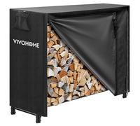 VIVOHOME Estante Soporte para Leña con Cubierta Impermeable 122×35×122cm