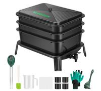 VIVOSUN Cubo de compostaje de lombrices de 3 capas, compostador de gusanos de 30 litros, kit de granja de gusanos incluido de fácil instalación para reciclar residuos de alimentos