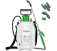 VIVOSUN Pulverizador a Presión Manual de 4 litros con Válvula de Seguridad, 3 Boquillas y Manguera de 127 cm, para Cuidado Profesional de Jardín, Césped, Plantas y Control de Malezas