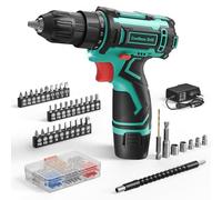 VIWKO 12V Destornillador Electrico, Taladro Atornillador Batería Max 25NM, 98 Accesorios Atornillador Electrico, 25+1 Par, LED Luz, Baterías 2000mAh, Portabrocas 10mm, para Reparación y DIY Green