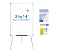 VIZ-PRO Pizarra blanca magnética con caballete y altura ajustable, 90x60 cm, portátil y con bandeja. Incluye 2 rotuladores, 1 bloc de rotafolios, 1 borrador y 4 imanes