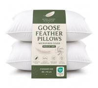 VL - Almohada de plumas de ganso de 1200 g/m², suave, antialérgica, antiácaros, microfibra de lujo, suave, esponjosa, para dormir boca arriba y de lado, 48 x 74 cm (juego de 2)