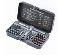 VMAN-Juego de destornilladores de trinquete multifunción 40 en 1, Mini Kit de herramientas de reparación con puntas magnéticas múltiples, herramienta doméstica para PC y Iphone, Etc. 40in1 Black