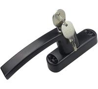 VNVFJKLO manillas para ventanas, Manija de puerta for ventana aluminio en espiral con cerradura enlace llave(Svart,The length of the fork is 27 mm)