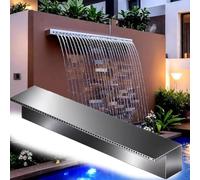 VNwizribc Kit de Fuente aliviadero Cascada Acero Inoxidable | Flujo de agua exterior plateado de 30-150 cm: decoración de piscina, jardín y patio(80cm)