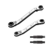 VOANZO Llave de servicio HVAC 3/8 "5/16" 3/16" 1/4" Llave de trinquete de válvula de aire acondicionado con 2 brocas hexagonales para equipos de refrigeración Herramientas reparación