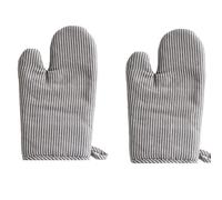 Voarge Guantes de horno de rayas negras, 1 par de guantes de algodón para cocinar y hornear, guantes de horno , guantes de algodón, resistentes al calor, negro/blanco