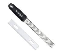 Voarge Rallador de queso, rallador de limón, rallador profesional de acero inoxidable, antideslizante, robusto y apto para lavavajillas, rallador premium para su cocina (negro)