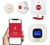 VOCA Buscapersonas Inalámbrico SOS Smart WiFi, Botón de llamada y Reloj - Botón de pánico y alarma de emergencia para personas mayores, pacientes y discapacitados | WiFi 2.4G | Incluye receptor