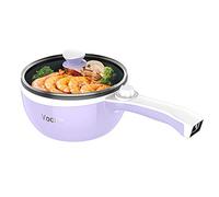 Vocha Cazuela Eléctrica, Mini Sarten Electrica Con Tapa, Multifunción Olla Antiadherente, Calefacción rápida, 20cm Diámetro, 1.5 L, Fondue Eléctrica Portátil para Hogar/Estudio/Viajes (Púrpura)
