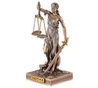 VOGLER Joh. Vogler GmbH Veronese - Diosa griega Justitia con balanza de piedra artificial pintada a mano con color bronce