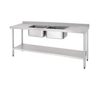 Vogue DY829 - Fregadero doble con escurridor doble, 900 mm de altura, 2100 mm de ancho, 600 mm de longitud