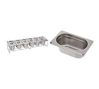 Vogue Soporte De Acero Inoxidable para Cubetas De Comida (150 X 680 X 160 Mm) + K824 1/9 De Acero Inoxidable Gastronorm Pan, 65 Mm