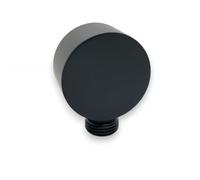 VoKs Codo de conexión de pared negro, redondo, latón, universal, 1/2 pulgadas, conector de manguera de baño, conector de pared para ducha de mano