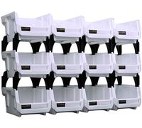 VOLDREN Gavetas organizadoras apilables - Organizador tornillos - Cubetas plastico almacenaje - Organizador cajones - Clasificador apilable taller - Estanteria gaveta herramienta (Blanco, 12)