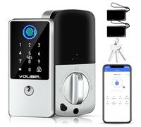 VOLIBeL Cerradura inteligente, cerradura de puerta de entrada sin llave 7 en 1 con huellas dactilares, control remoto y de voz, bloqueo automático, cerradura electrónica de pantalla táctil, cerradura