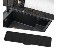 Volminex Alfombrilla para Fregadero Silicona, Alfombrilla de Grifo Estrecha, Antideslizante Protector Fregadero, Alfombrillas Escurreplatos para Proteger Encimera de Cocina y Baño (Negro, 42 cm)