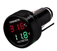 Voltímetro digital coche termómetro DC 12 V 24 V 36 V 2 en 1 LED Monitoreo de voltaje Metro de temperatura Metro de temperatura Medición Coche Camión