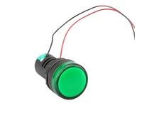 Voltímetro digital de CA con LED, amperímetro, voltaje, corriente y frecuencia, lámpara de señal, luz de advertencia, tamaño de toma de 22 mm(22 Green Light)