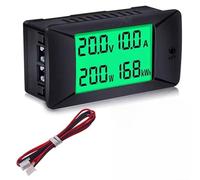 Voltímetro LCD con panel CC, amperímetro, medidor de vatios digital, 50A/100A/200A/300A opcional, energía solar Kwh multinómetro para inversor fotovoltaico y proyectos de bricolaje, negro (C)