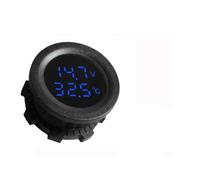 Voltímetro redondo con pantalla digital LED Voltímetro de temperatura redondo de 12-24 V, medidor de voltaje automático, pantalla digital(Blue Without Cable)