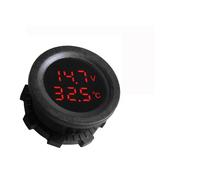 Voltímetro redondo con pantalla digital LED Voltímetro de temperatura redondo de 12-24 V, medidor de voltaje automático, pantalla digital(Red With Cable)