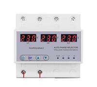 Voltímetro selector de fase de riel DIN trifásico 3P+N de 63 A, protección ajustable contra sobretensión y subtensión, relé protector, 1 unidad