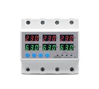 Voltímetro trifásico 3P + N, amperímetro de carril DIN, protección de límite de corriente por encima y bajo voltaje ajustable, Protector de relé de Monitor(63A Without N 380V)