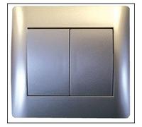 Voltman DIO042402 Tango- Interruptor de pulsador doble (aluminio)