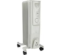 VOLTMAN, Radiador de aceite móvil de 2000 W, Termostato regulable, De 3 a 5 niveles de calefacción, Ruedas integradas, Silencioso, Ideal para salas de estar, Blanco