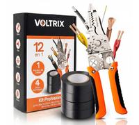 VOLTRIX | Pelacables Profesional 12 en 1+4 Cintas Aislantes-Pelacables de electricidad,Alicates para Pelar y Cortar Cables de una Hebra-Alicate Electricista Acero Inoxidable,Kit Electricista Completo