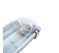 VoltShine Luminaria Tri-proof para dos tubos de 1,2 m, resistencia al agua y al polvo, ideal para iluminación en exteriores y ambientes húmedos.