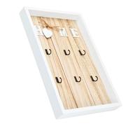 volumoon Gancho para llaves de madera, tabla de llaves con 6 ganchos, soporte para llaves de pared con decoración 'Home', gancho para llaves, adecuado para entrada, puerta principal, pasillo