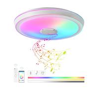 VOMI Lámpara de Techo RGB con Altavoz Bluetooth 50cm Música Lampara de Techo con Mando a Distancia y App Control Regulable Cambio de Color Plafon LED Techo para Salon Dormitorio Habitacion Infantil