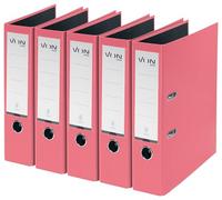 VON Leitz 10551021 - Archivador A4, cartón con tapa de plástico, ancho de lomo de 80 mm, para 600 hojas, cartón con certificado FSC, para escuela, estudio y hogar, color rosa