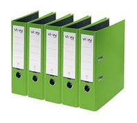 VON Leitz 10551055 - Archivadores A4, cartón con tapa de plástico, ancho de lomo de 80 mm, para 600 hojas, cartón con certificado FSC, para escuela, estudio y hogar, color verde