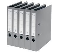 VON Leitz 10561085 - Archivadores A4, cartón con tapa de plástico, ancho de lomo de 50 mm, para 350 hojas, cartón con certificado FSC, para escuela, estudio y hogar, color gris