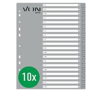 VON Leitz 12290085 - Índice del alfabeto A-Z, A4 para carpetas, cartón de polipropileno, extra ancho, índice universal de 11 agujeros para carpetas sueltas y carpetas de anillas, separadores