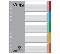 VON Leitz 12890000 - Lote de 10 separadores en blanco para carpetas A4, extra anchos, 100% cartón reciclado, 11 agujeros universales, multicolor