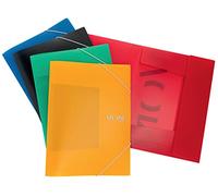 VON Leitz 30071099 - Pack de 5 carpetas A4 con cierre elástico, carpeta de polipropileno, para 150 hojas, estampado plateado, carpeta ligera para escuela y hogar, multicolor, 5 unidades