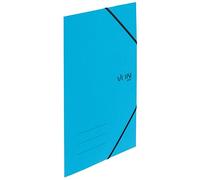 VON Leitz 30080030 - Carpeta con cierre de esquinas (A4, cartón reciclado, para 150 hojas, 3 solapas, con cierre elástico, con impresión moderna de VON), color azul claro