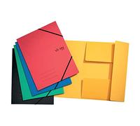 VON Leitz 30081099 - Pack de 5 carpetas A4 con cierre elástico, cartón flexible, para 150 hojas, estampado plateado, carpeta ligera para escuela y hogar, multicolor