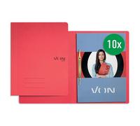 VON Leitz 30130025 Leitz - Carpeta archivadora (A4, cartón con grapado, capacidad para 250 hojas, tapa blanda, 10 unidades), color rojo