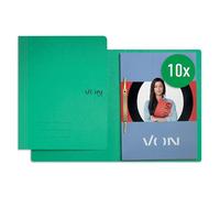 VON Leitz 30130055 - Pack de 10 carpetas A4, cartón, con grapado, para 250 hojas, con tapa blanda, para escuela, estudio y hogar, color verde