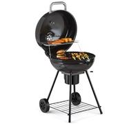 VonHaus Barbacoa de Carbón 22.5" - Barbacoa Portátil con Parrilla de Calentamiento, Termómetro, Estante, Ruedas, Tapa con Cierre, Recipiente de Cenizas y Parrilla Grande para Carne y Verduras