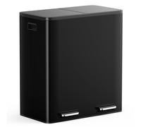 VonHaus Cubo de Basura Cocina Reciclaje, Contenedor Grande, Sistema de Separación de Residuos con Base Antideslizante y Compartimentos Extraíbles (Negro, 60 L (2 x 30 L))