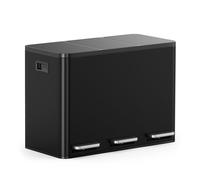 VonHaus Cubo de Basura Cocina Reciclaje, Contenedor Grande, Sistema de Separación de Residuos con Base Antideslizante y Compartimentos Extraíbles (Negro, 45 L (3 x 15 L))